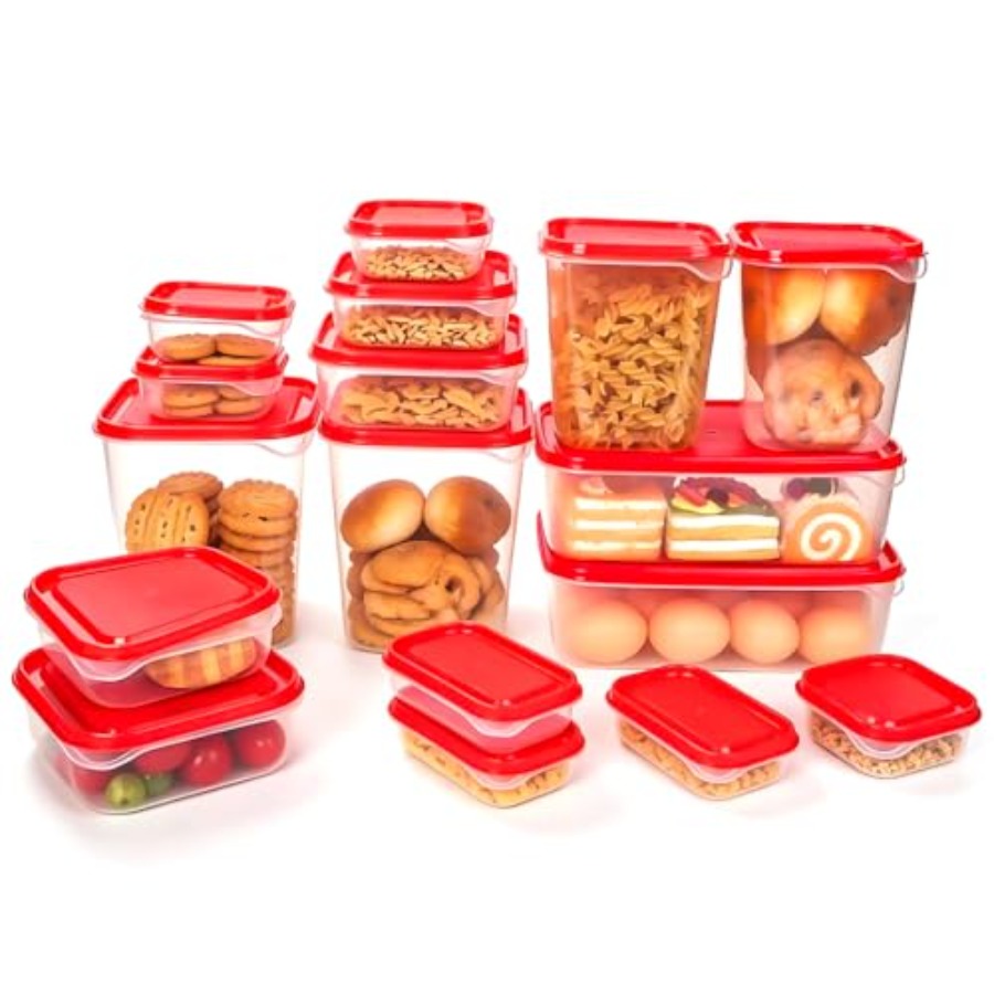 Food Storage Meal Prep - مجموعة تخزين طعام بلاستيكية من 17
