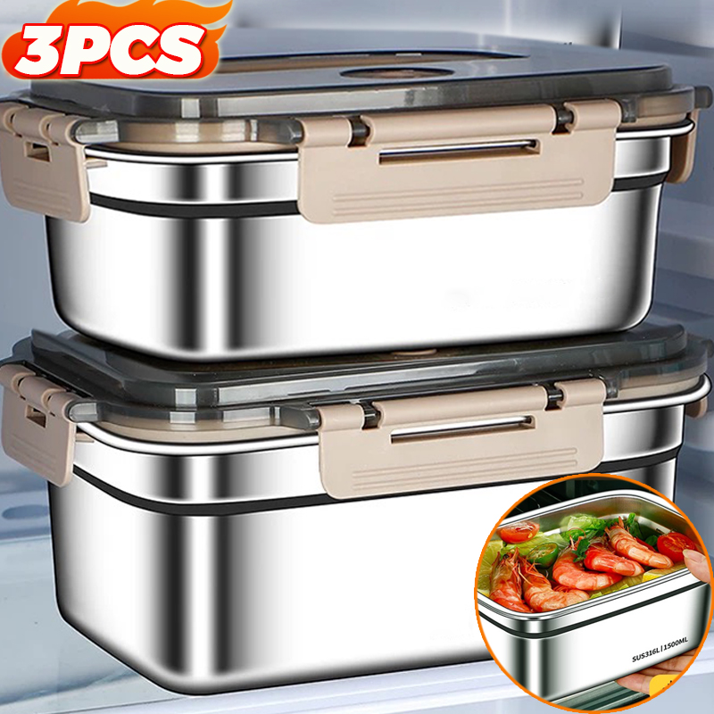 Stainless Lunch Box - صندوق غداء كبير السعة من الفولاذ