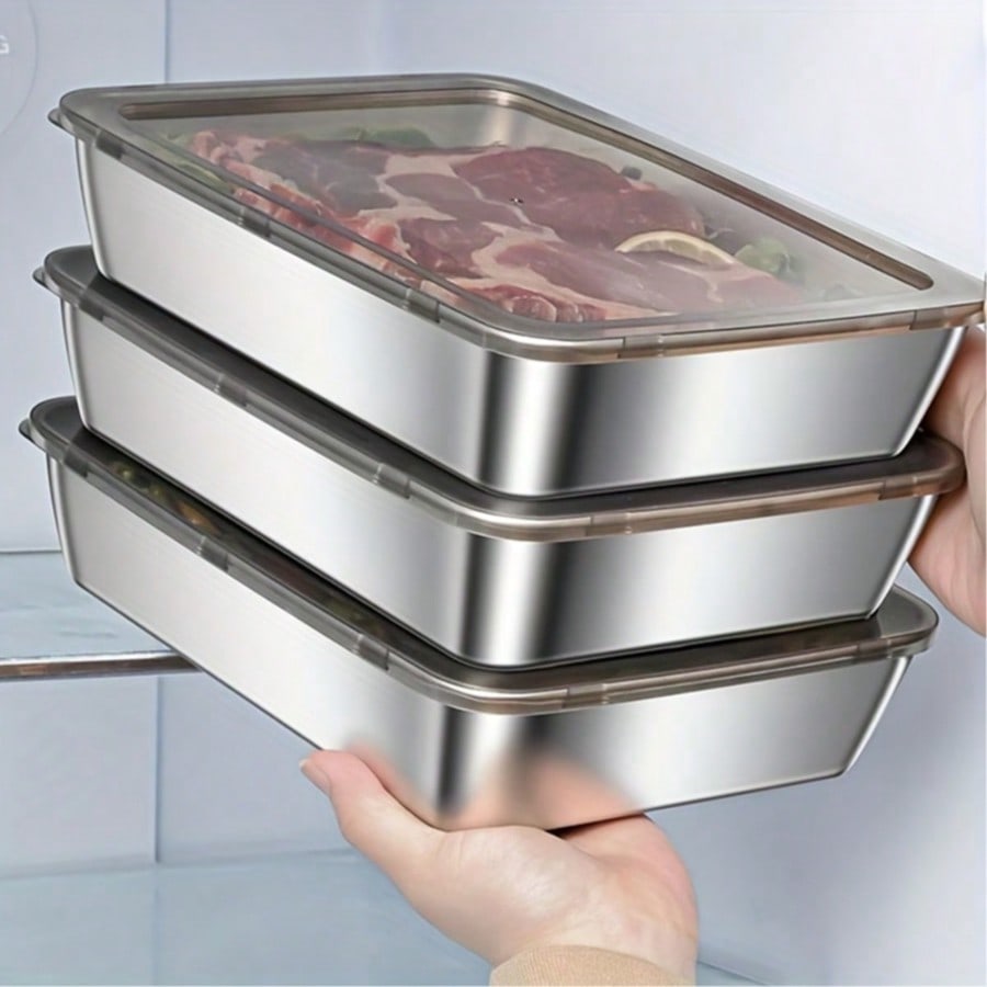 Stainless Lunch Box - 6 قطع (3 صناديق + 3