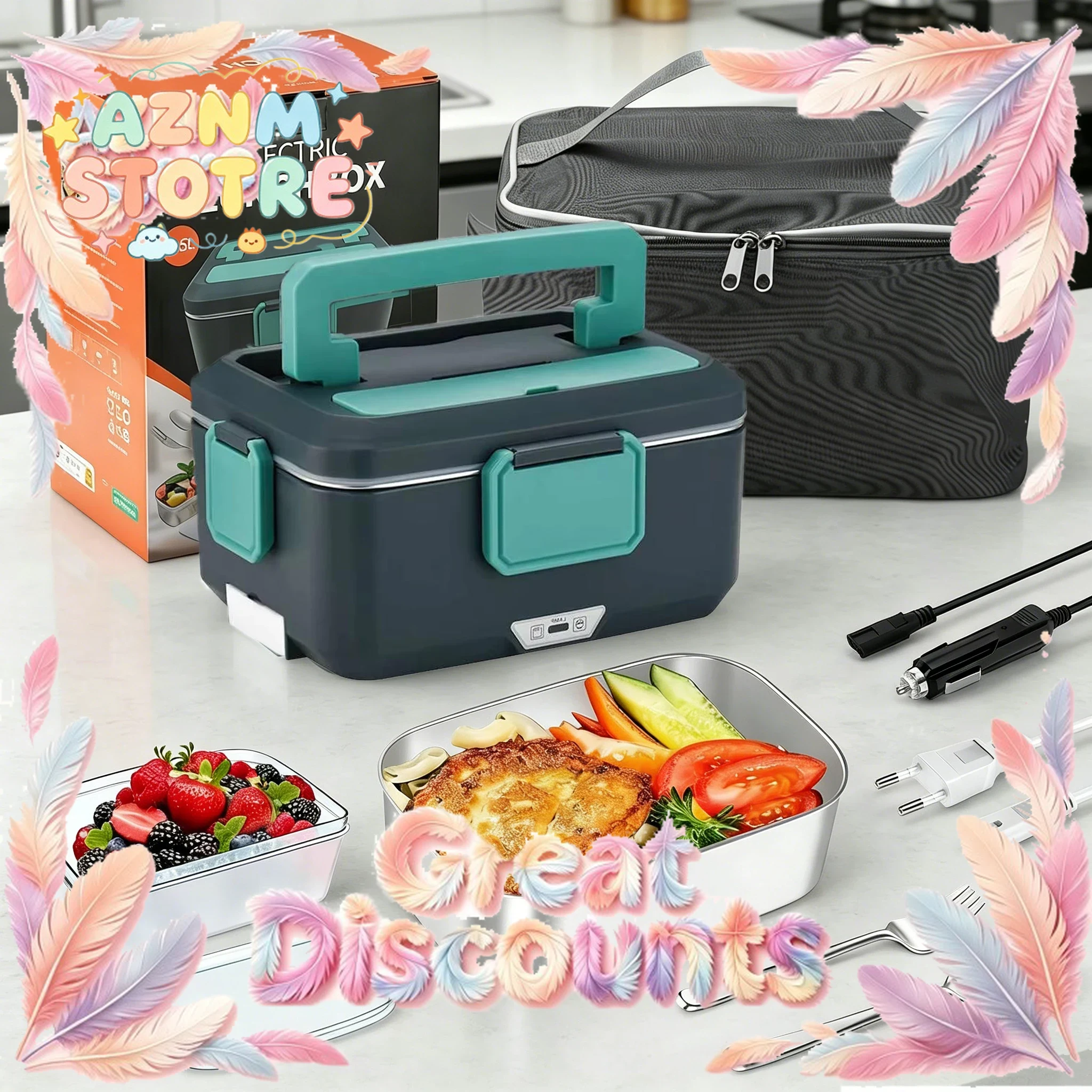 Stainless Lunch Box - صندوق غداء كهربائي محمول قابل للتسخين