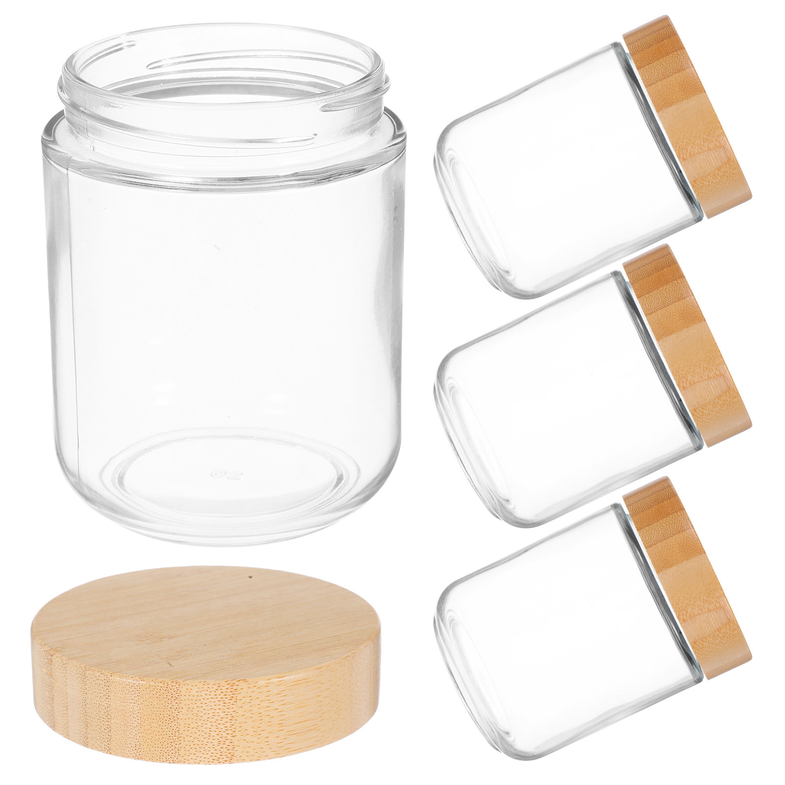 Food Storage Jars - 4 قطع من الأوعية الزجاجية الشفافة
