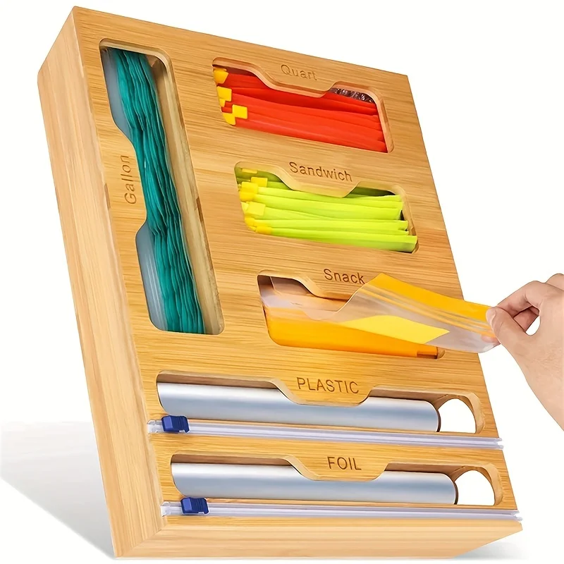 Food Storage Organiser - رف تخزين المطبخ، موزع تغليف بلاستيكي