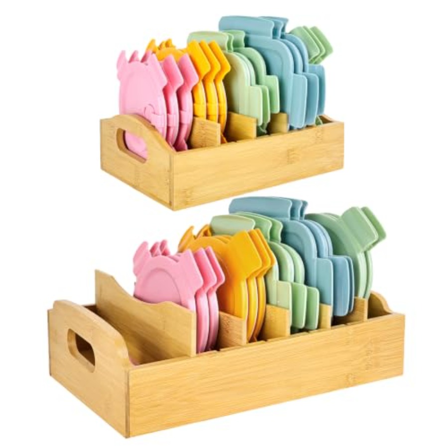 Food Storage And Organizer - منظم أغطية من الخيزران (عبوة من