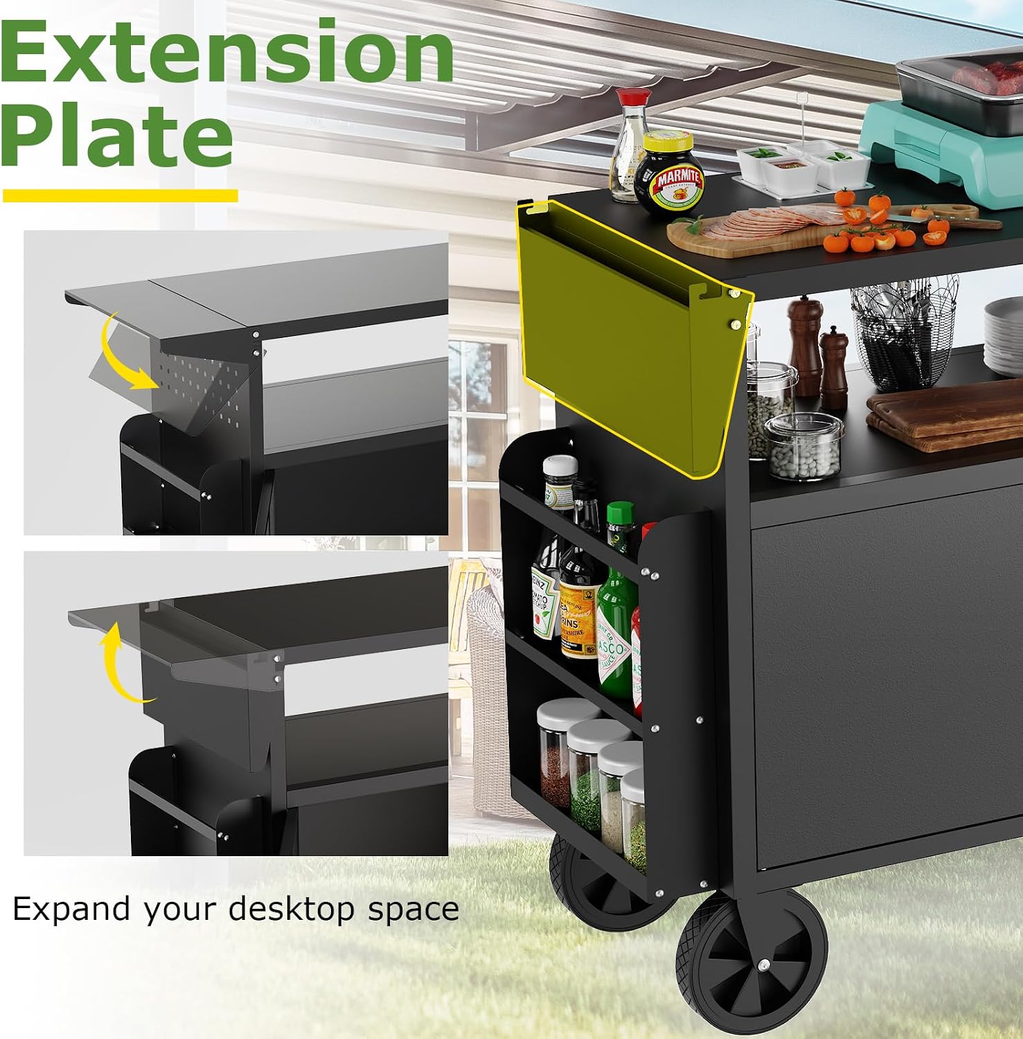 عربة شواء خارجية مع طاولة تخزي - مراجعة Food Storage Kitchen وسعره
