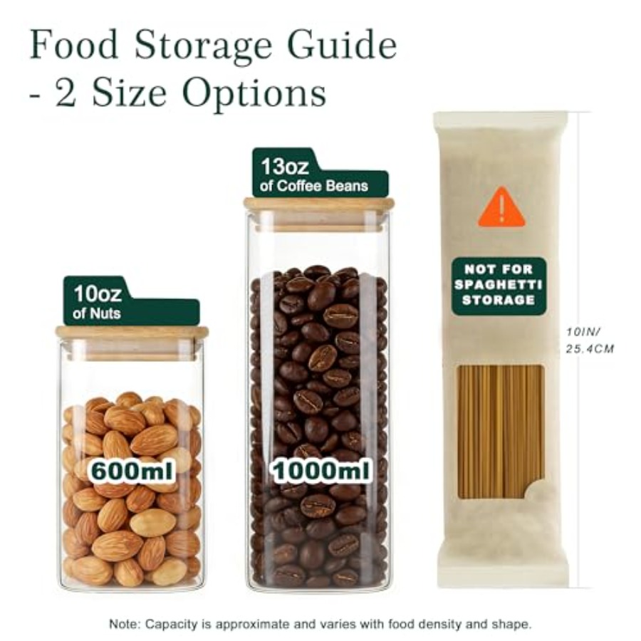 مجموعة من 12 وعاء تخزين زجاجي  - مراجعة Food Storage Jars وسعره