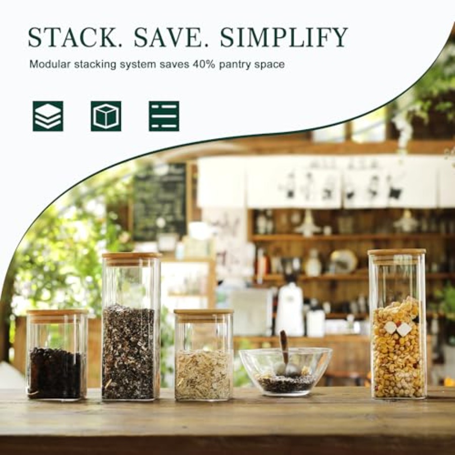 مجموعة من 12 وعاء تخزين زجاجي  - مراجعة Food Storage Jars وسعره