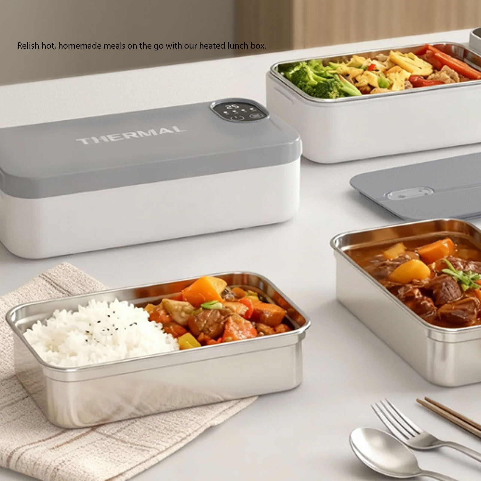 صندوق غداء مُسخّن من الفولاذ ا - مراجعة Portable Food Warmer وسعره
