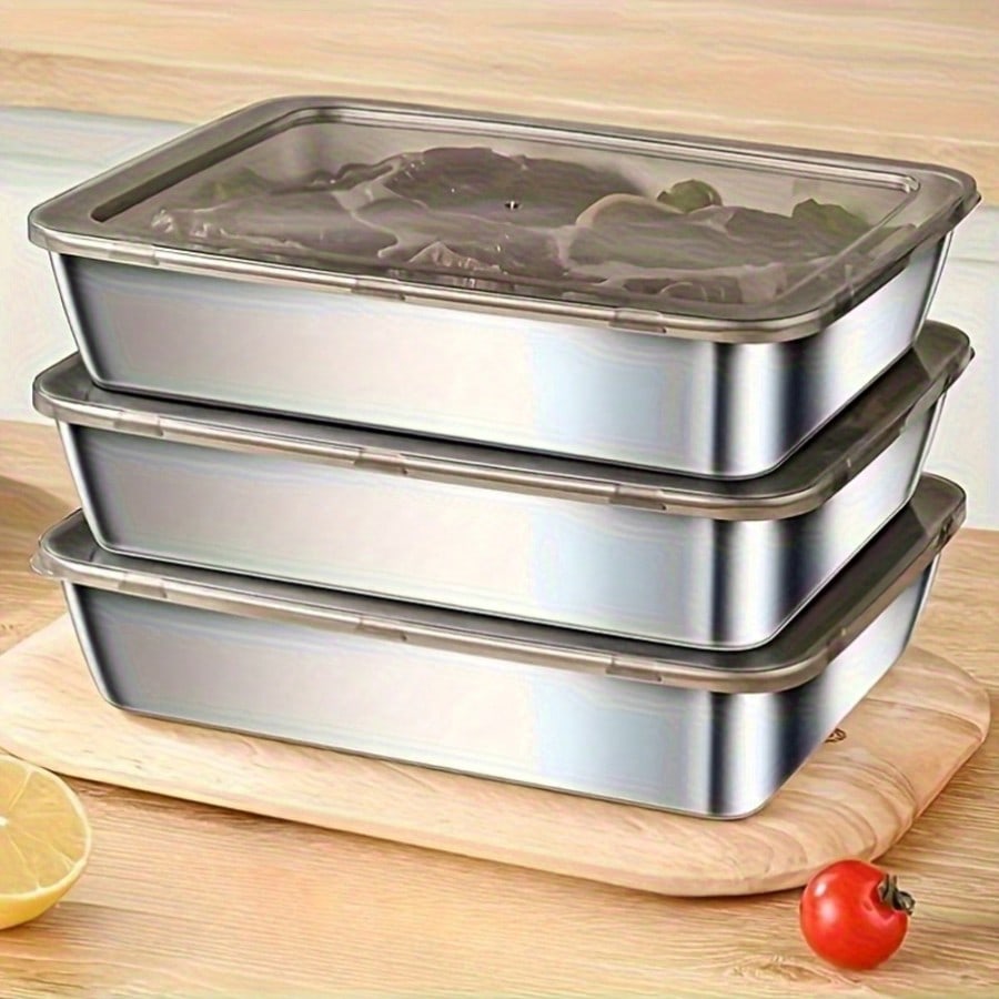 6 قطع (3 صناديق + 3 أغطية) من  - مراجعة Stainless Lunch Box وسعره