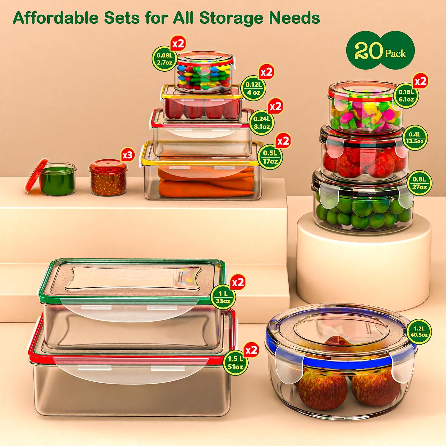 روك بيري 40 قطعة من حاويات تخز - مراجعة Food Storage In Pantry وسعره