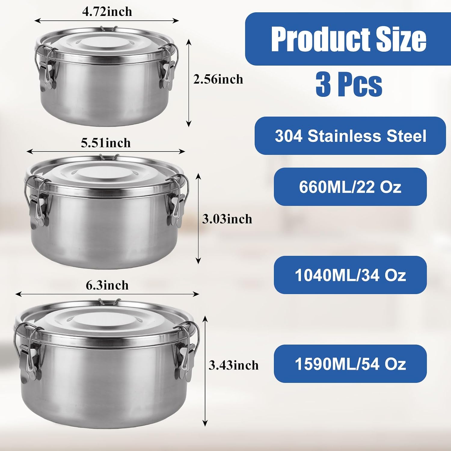 QTLCOHD 3 قطع من حاويات تخزين  - مراجعة Stainless Lunch Box وسعره