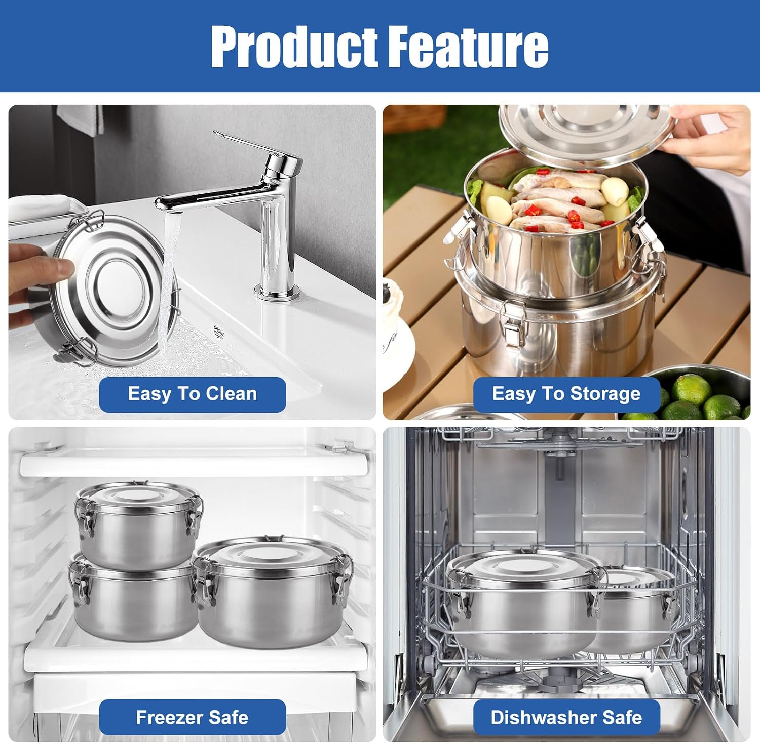 QTLCOHD 3 قطع من حاويات تخزين  - مراجعة Stainless Lunch Box وسعره