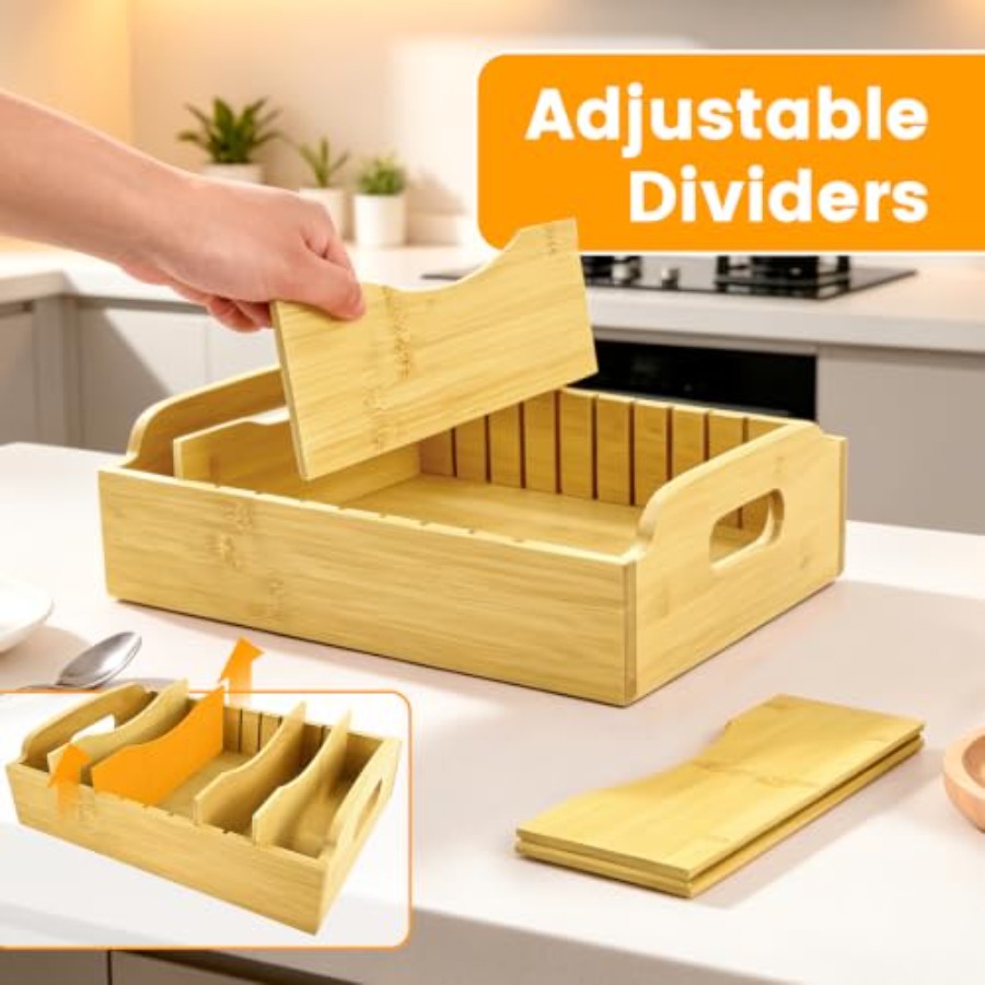 منظم أغطية من الخيزران (عبوة م - مراجعة Food Storage And Organizer وسعره