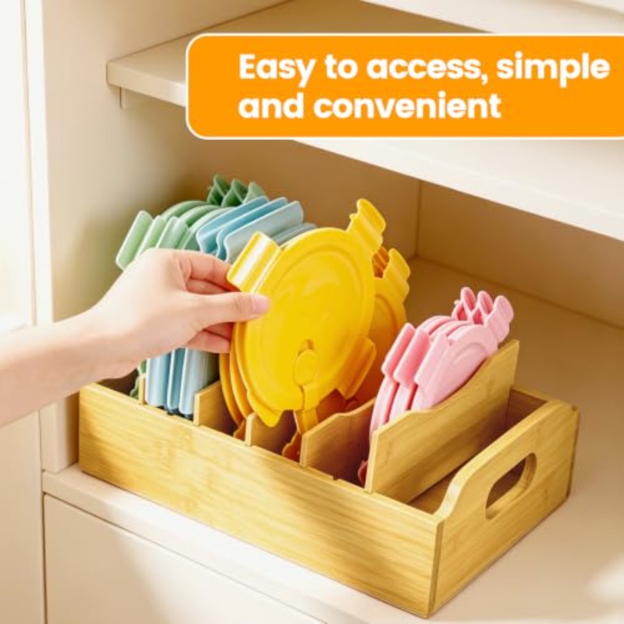 منظم أغطية من الخيزران (عبوة م - مراجعة Food Storage And Organizer وسعره