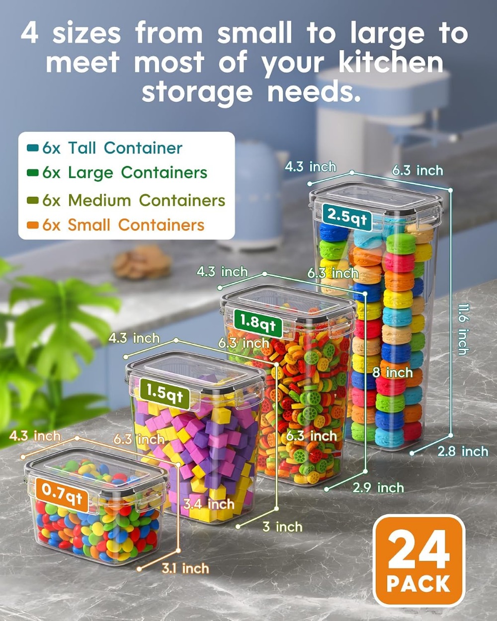 24 قطعة من حاويات تخزين الطعام - مراجعة Food Storage Kitchen وسعره