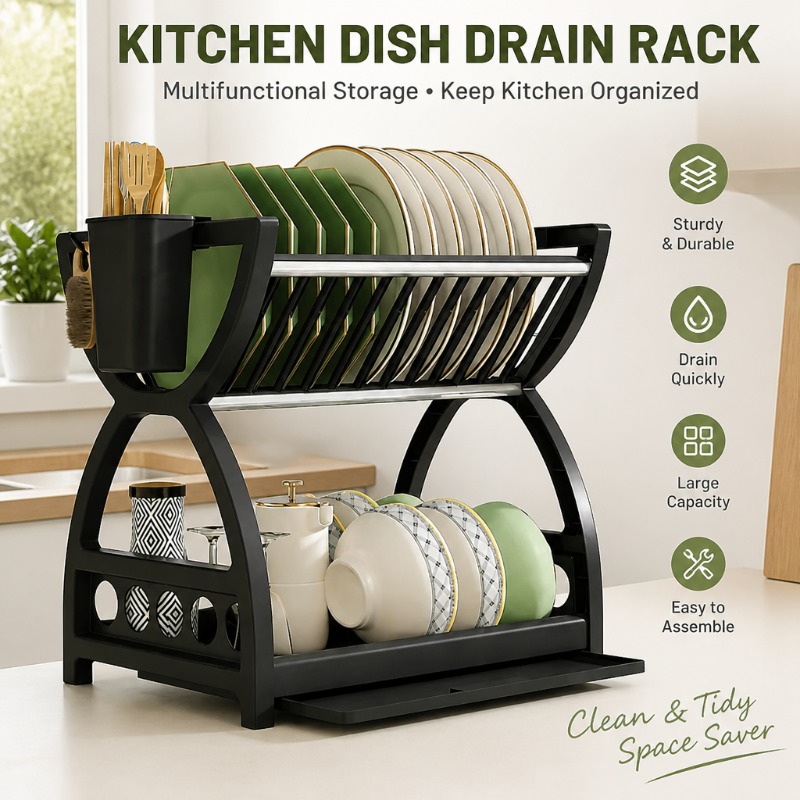 رف تجفيف أطباق من طبقتين لتنظي - مراجعة Food Storage Organiser وسعره