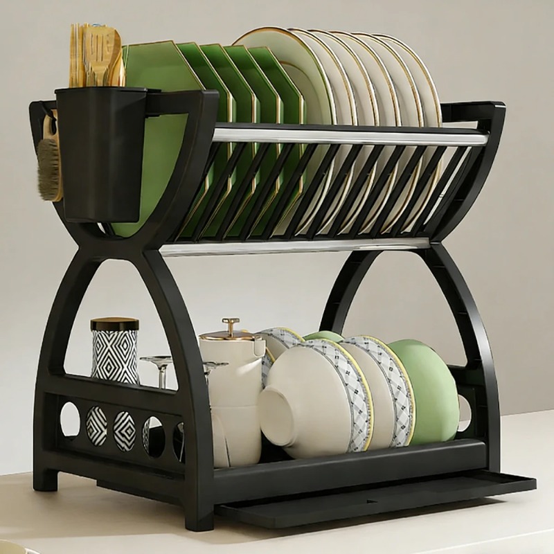 رف تجفيف أطباق من طبقتين لتنظي - مراجعة Food Storage Organiser وسعره